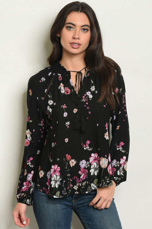 black floral tunic top