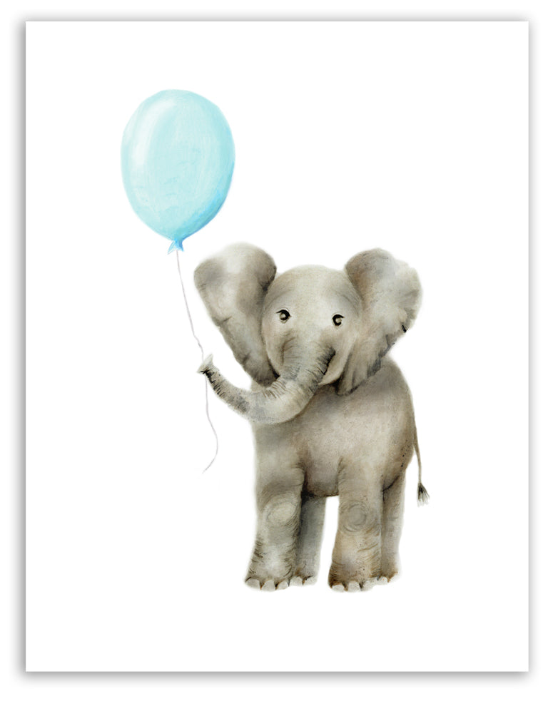 Elephant With Balloon Bouquet Birth Announcement Print Paper Paper Party Supplies