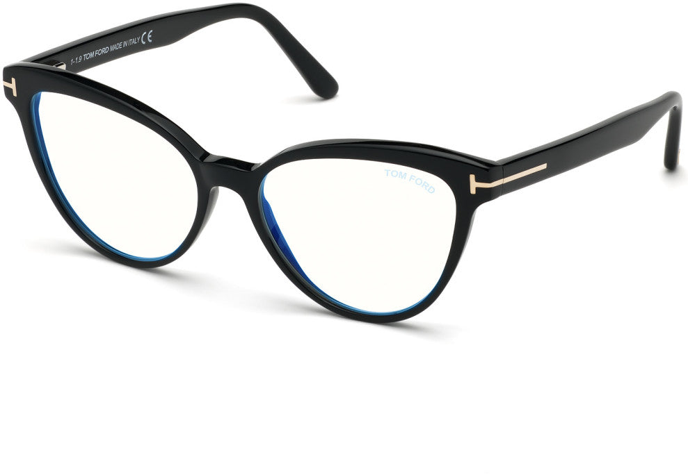 Tom Ford TF5639-B 052 Eyeglasses Dark Havana Blue Block Cat Eye Women  