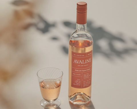 Avaline bottle and glass of Rosé