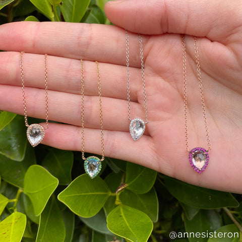 14kt Yellow Gold Pink Sapphire Diamond Imelda Necklace | Anne Sisteron