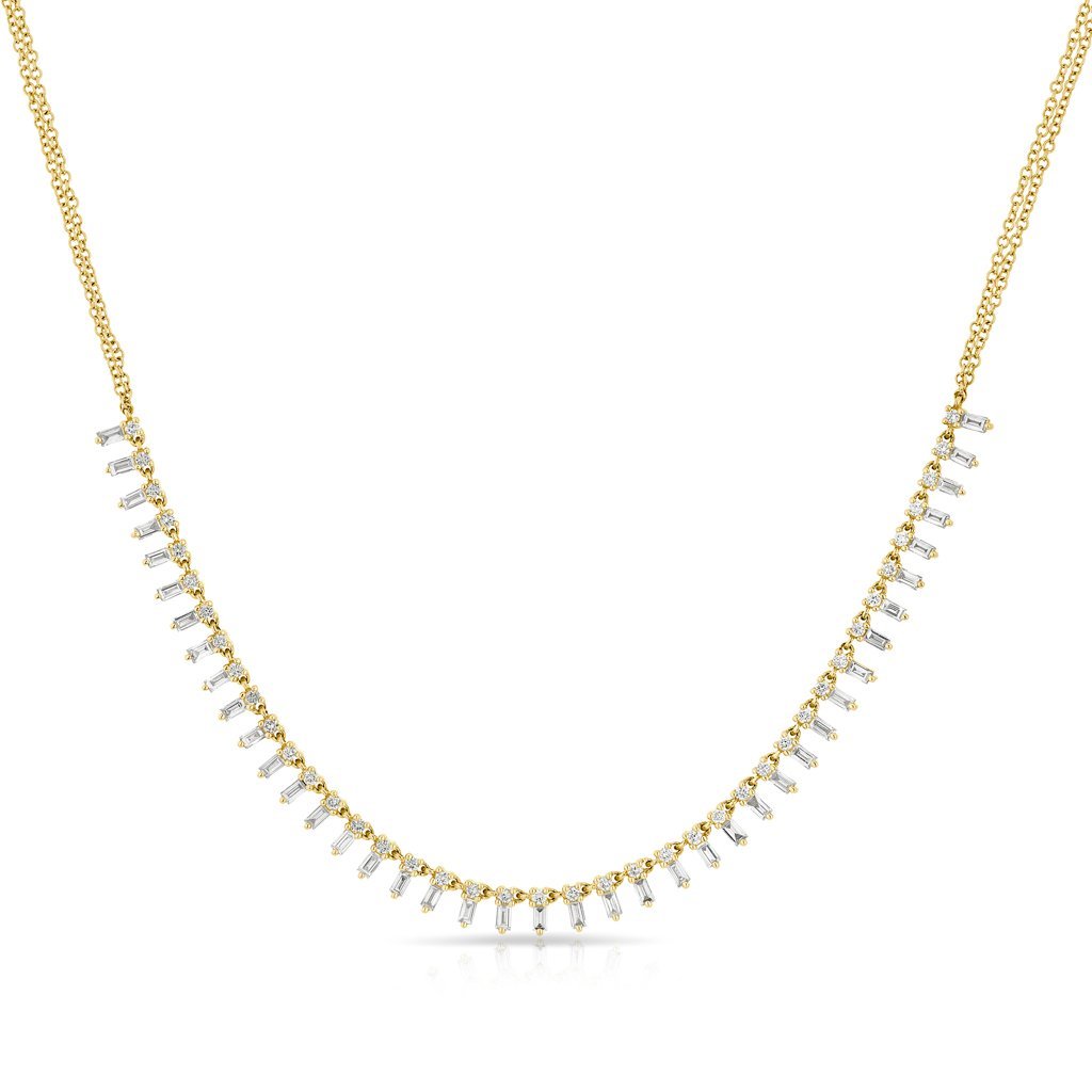 14KT Yellow Gold Baguette Diamond Queen Necklace - Anne Sisteron