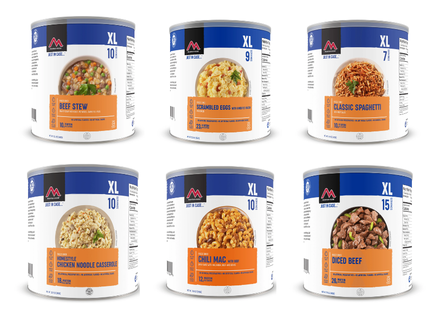 Image of Mountain House Emergency Food Assortment in #10 Cans (61 total servings, 6-Cans)
