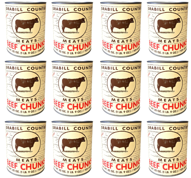 Image of Grabill Country Meats Canned Beef Chunks, Favorite Amish Food, 25 Oz. (Case of 12)