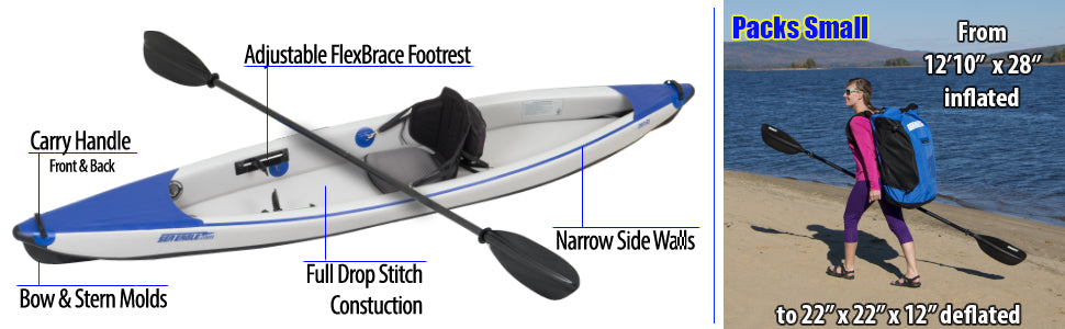 Sea Eagle Razorlite 393rl Inflatable Kayak Pro Carbon Solo Package
