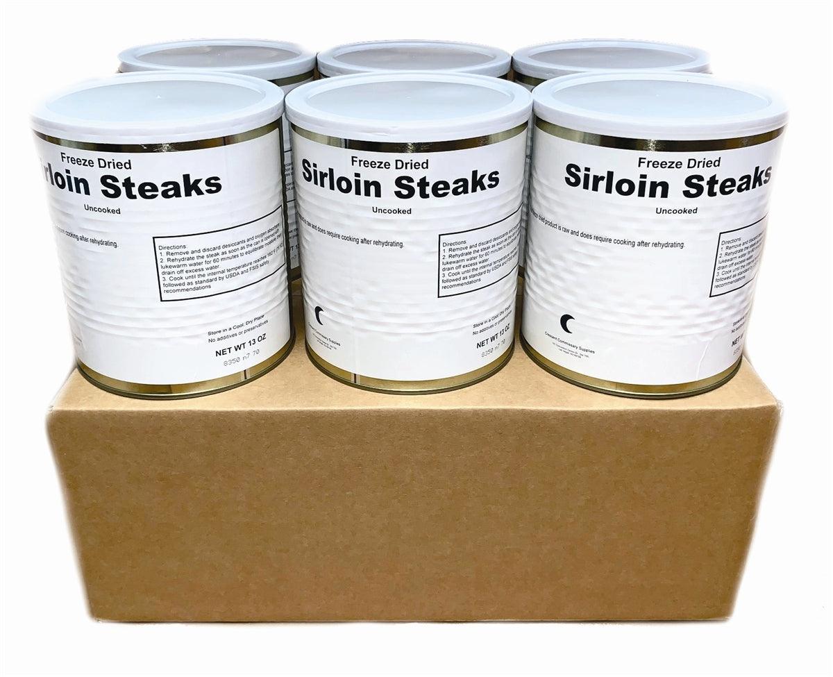 Image of Freeze Dried Uncooked Sirloin Steaks (Beef) - 6 cans
