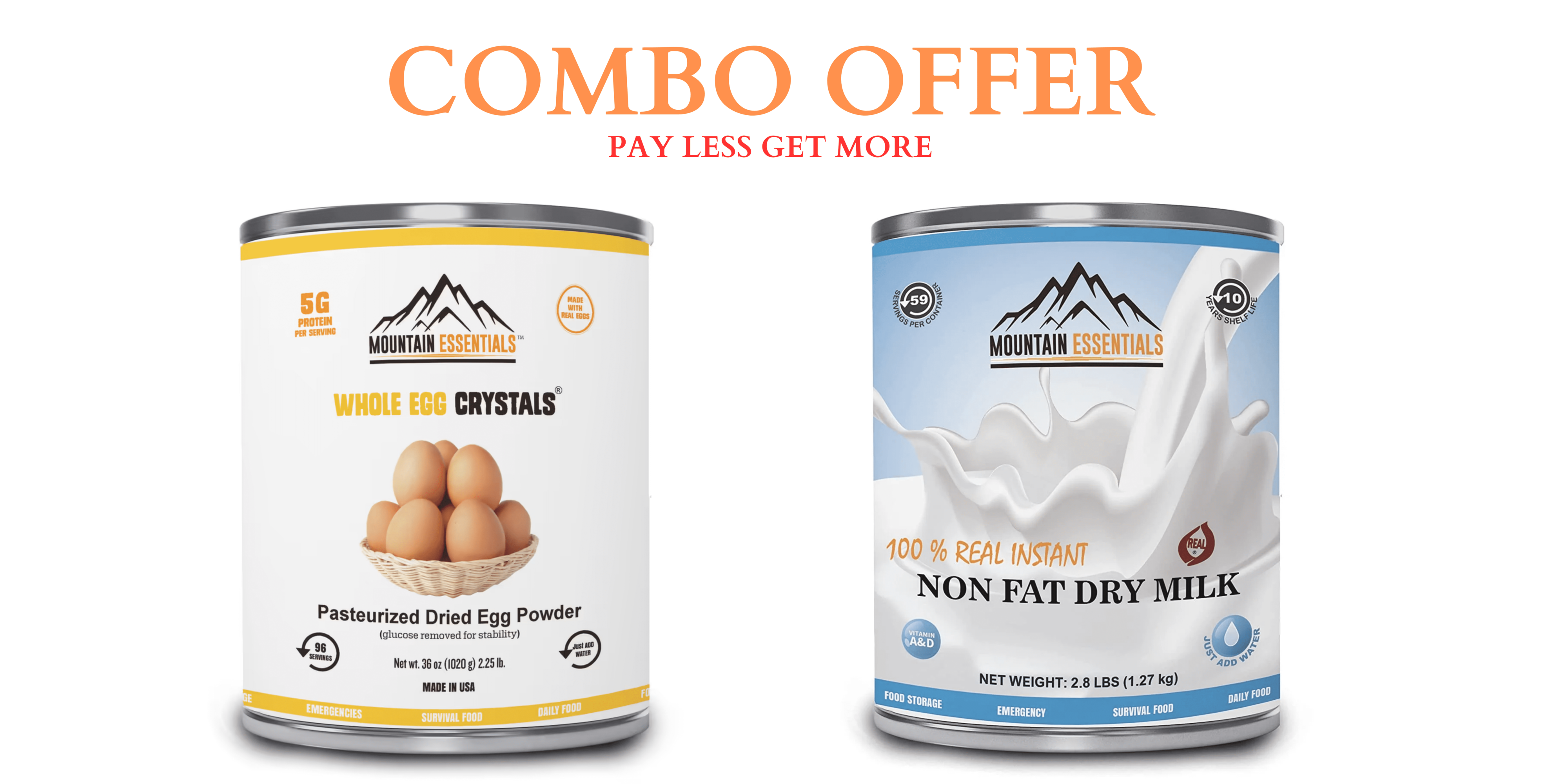 Image of Combo offer - Mountain Essentials Powdered Eggs and Non Fat Dry Milk