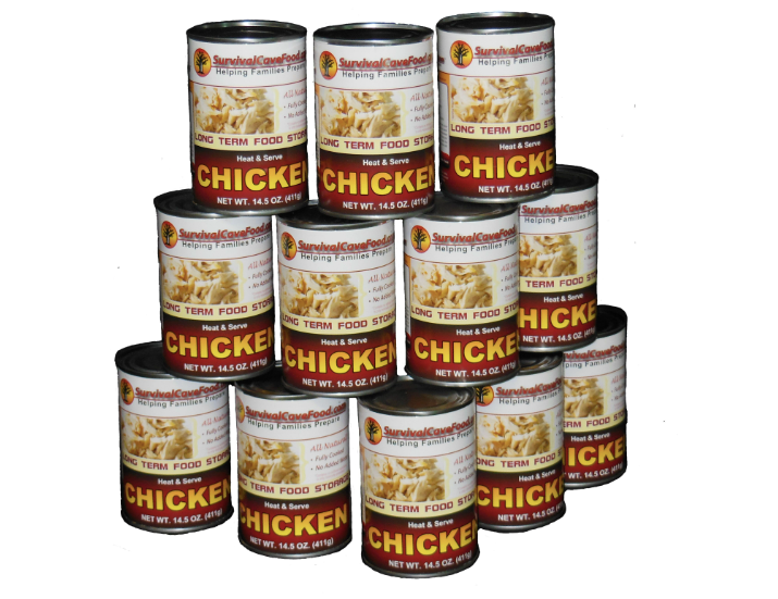 Image of Canned chicken food storage - full case, 12 cans/60 servings - 14.5 oz cans