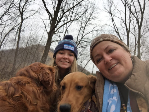 Lisa Loucks Christenson with Gusty, and dogs: Asher, Beau