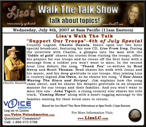 Charlie Daniel's on Lisa's Walk the Talk Show