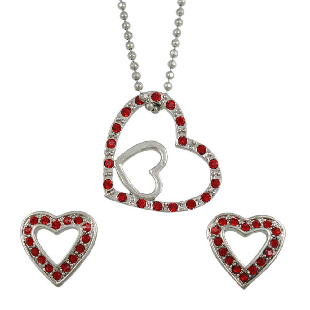 Charming Heart Pendant Necklace Earrings Set – Neshe Fashion Jewelry