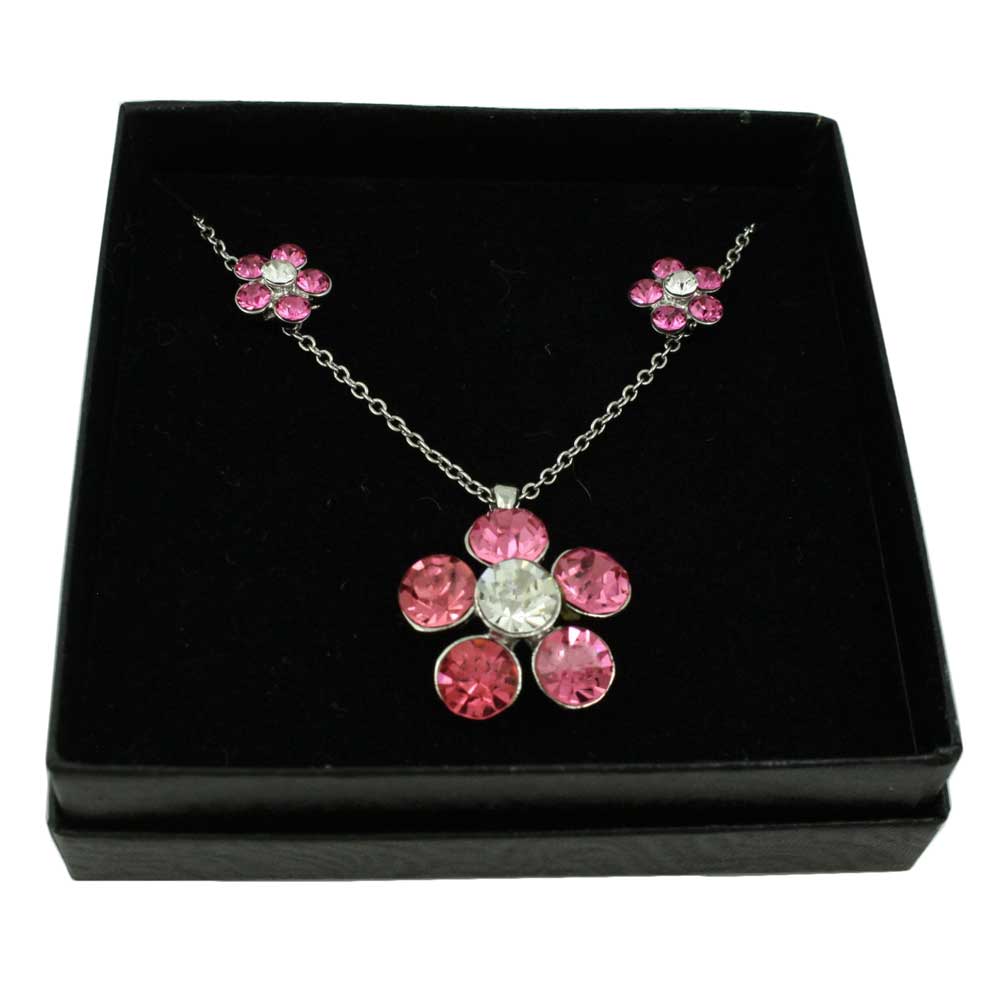 Buy Priyaasi Rose Gold Plated Floral Pattern CZ Studded Pink Stone Jewellery  Set Online