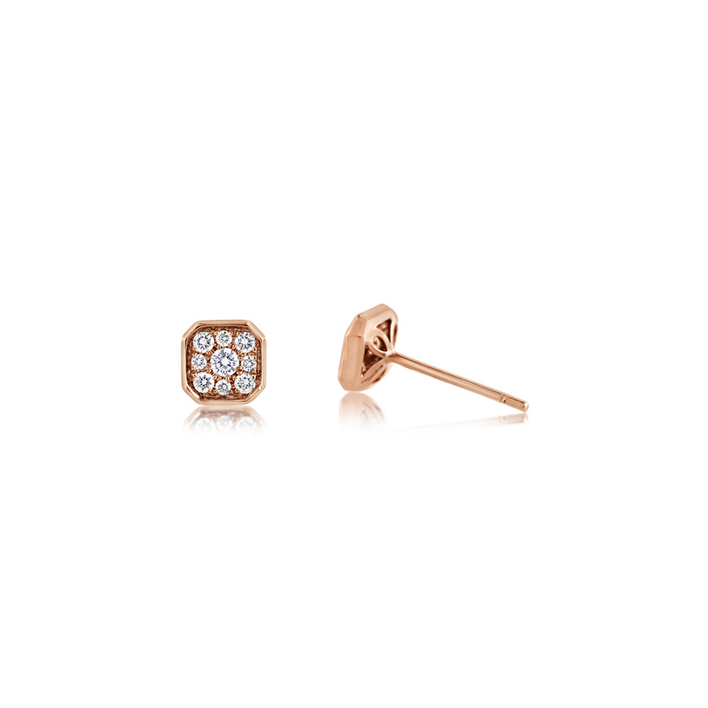 Diamond Asscher Stud Earrings Rose Gold J Luu