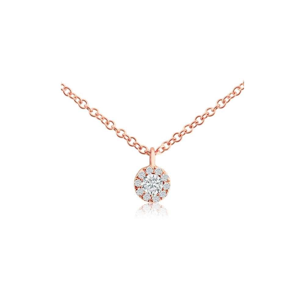 Diamond Halo Necklace Rose Gold J Luu