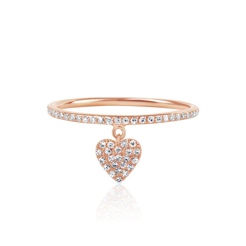 Diamond Heart Tag Ring Rose Gold