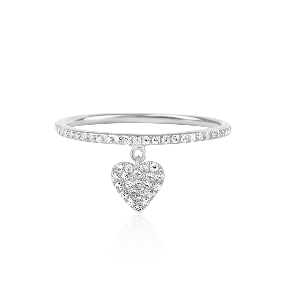 Diamond Heart Tag Ring White Gold