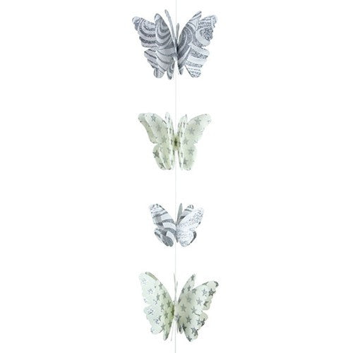 Download 9 Butterfly Paper Garland Mobile 3d Blue Glitter Zibbyzabby Com