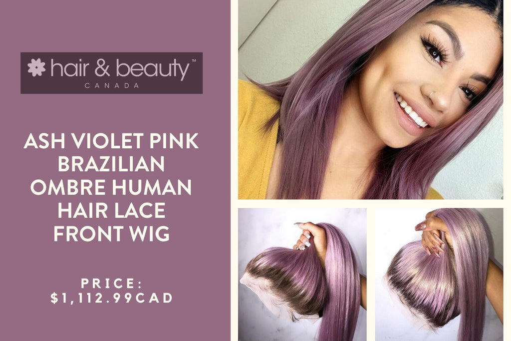 Brazilian Ombre Human Hair Lace Front Wig- Ash Violet Pink