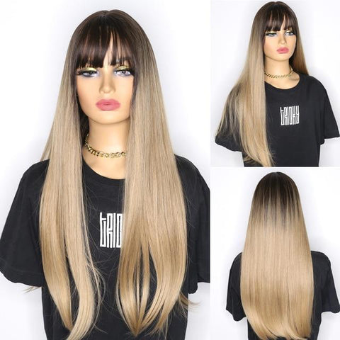 Mia Long Rooted Heat Friendly wig with bangs