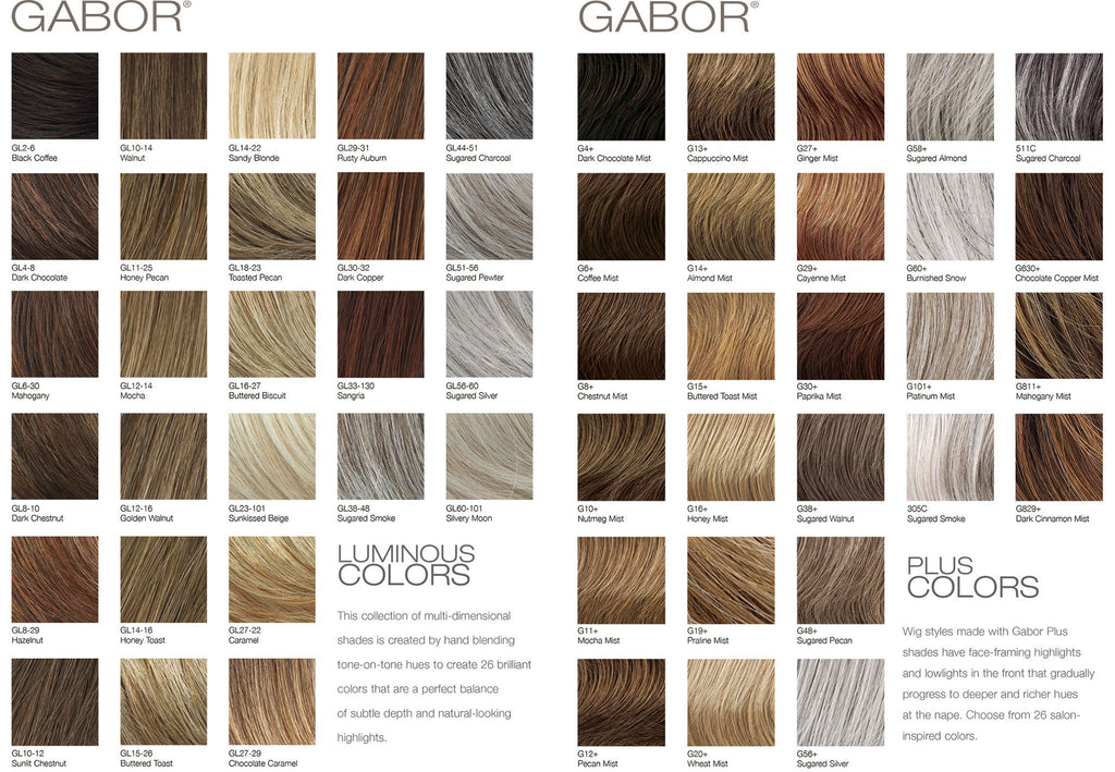 Color Chart for Gabor Wigs Wig Store