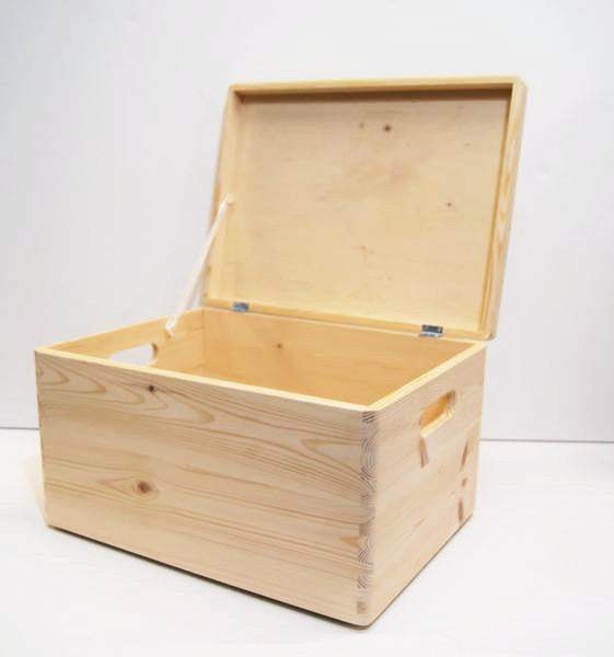 large wooden storage boxes with lids