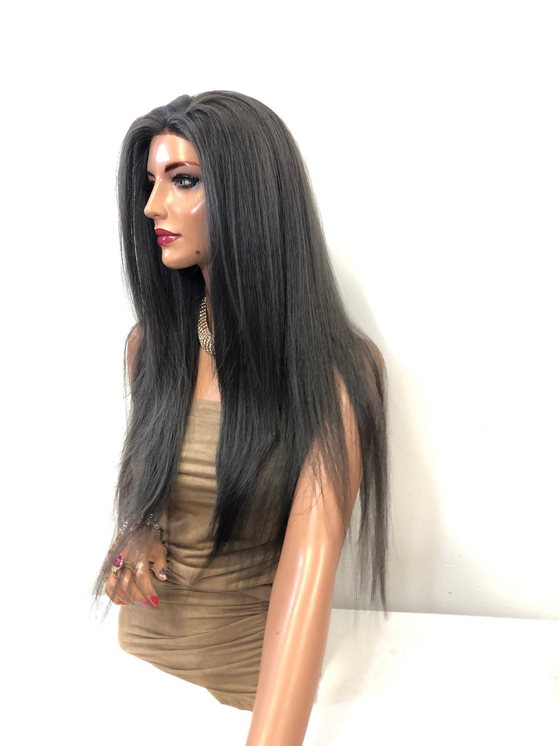 Gray Long Straight Hair LACE Front Wig 22"  Natasha 0119 31