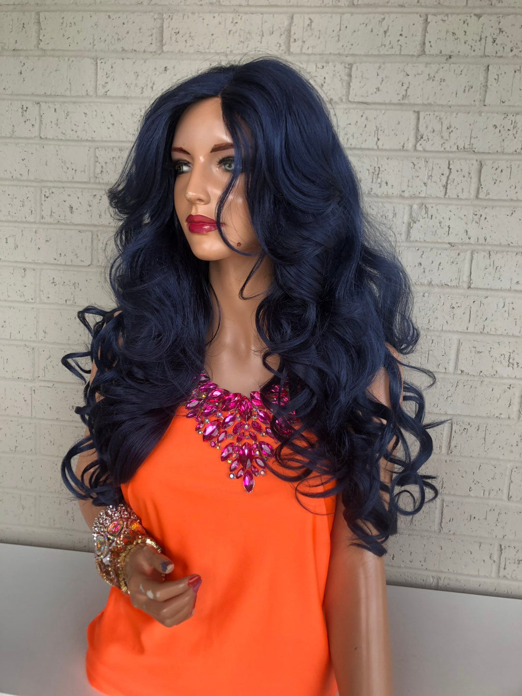 Indigo Blue Hair Wig With Long Layers 419 Nikki Bella Hair