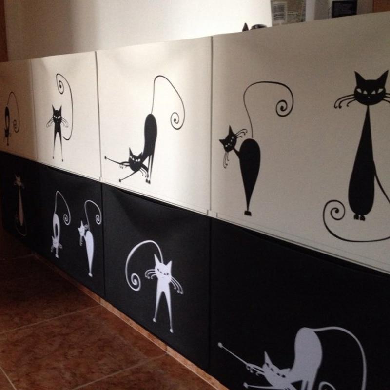 5 Black White Cats Cute Wall Decal Freakypet