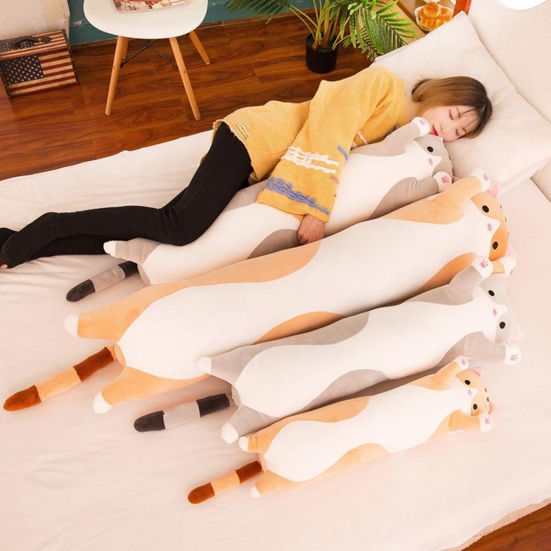 cute long cat sofa plush pillow