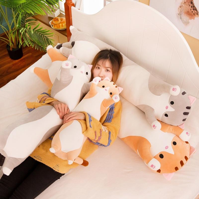 cute long cat sofa plush pillow