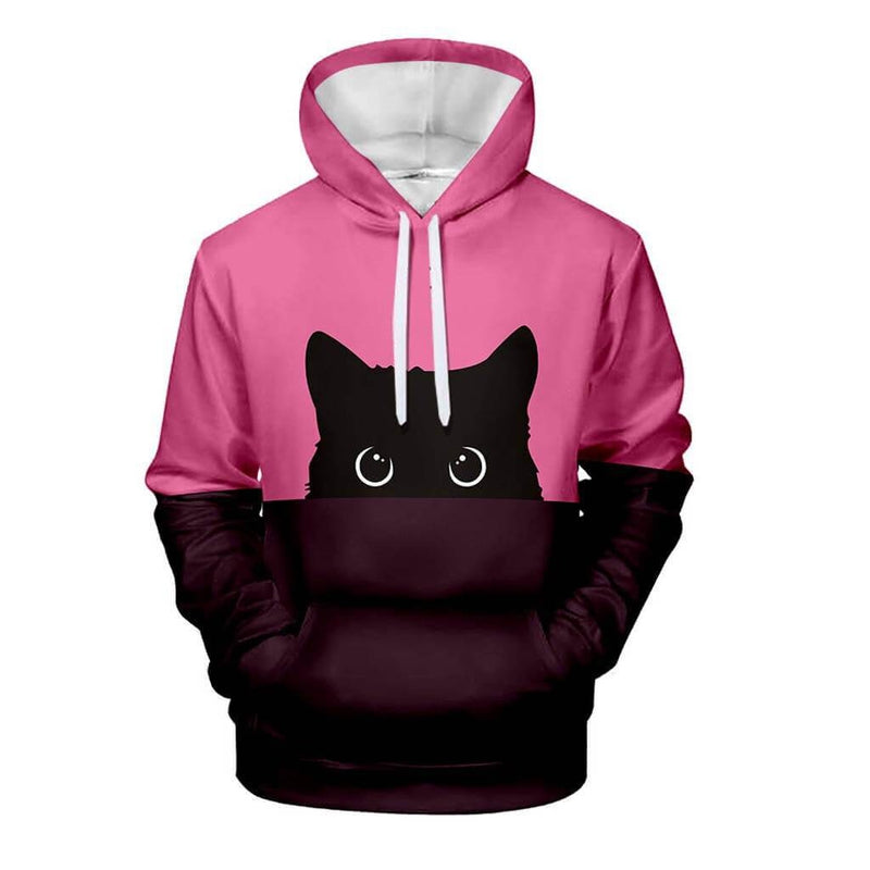 Unisex Black Cat Peek A Boo Hoodie - FreakyPet