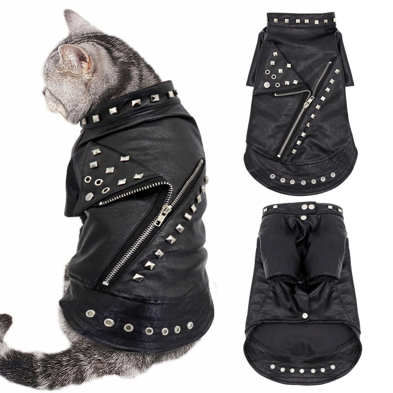 Punk Cat Leather Jacket - FreakyPet