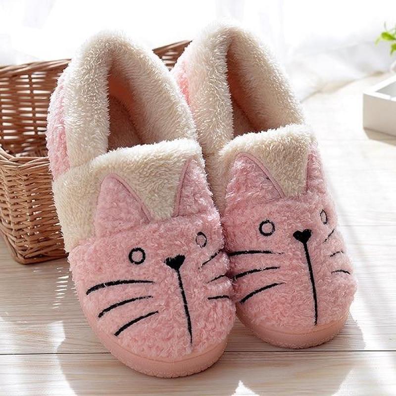 Cute Fluffy Cat Plush Slippers For Kids 