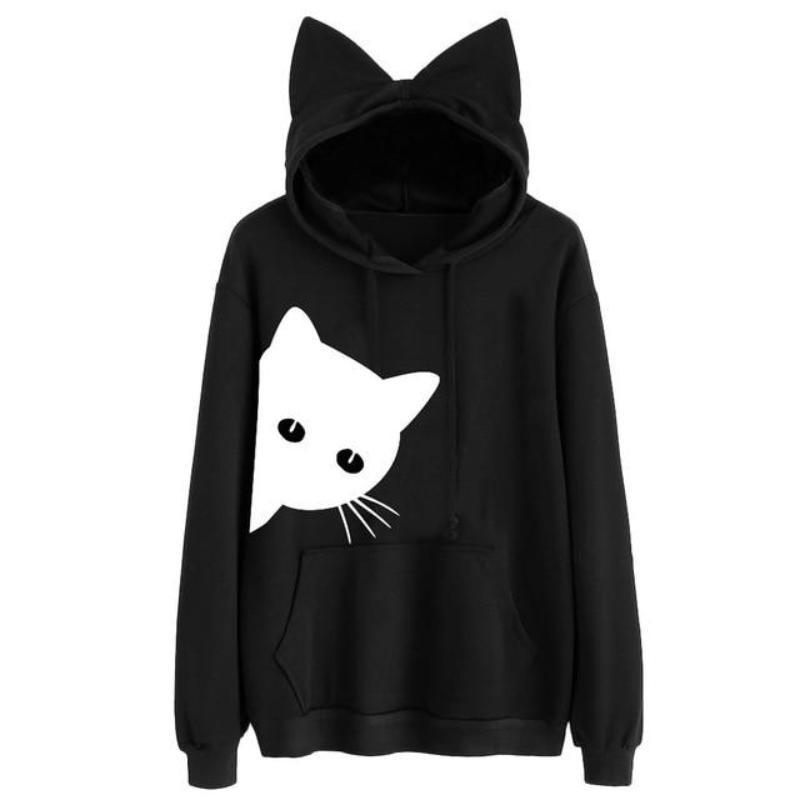 black hoodie with cat ears