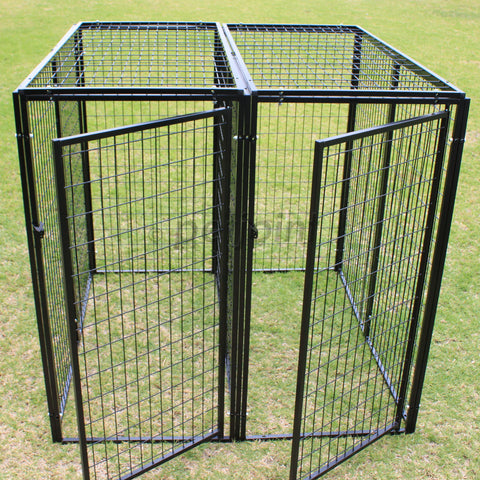 Two Dog Kennel with Divider Pet Enclosure Heavy Duty Pen