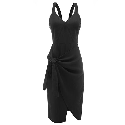 The Australian Fashion Online Lookbook Guide To The Ultimate Black Minimal Outfit - OSKAR Black ramie knotted dress
