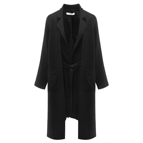 The Australian Fashion Online Lookbook Guide To The Ultimate Black Minimal Outfit -- OSKAR black ramie cotton trench coat