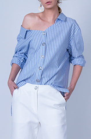 10 Spring Australian Fashion Styles That Embody Playful Minimalism - oskar striped boyfriend cotton shirt