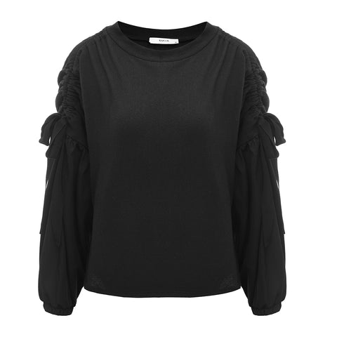The Australian Fashion Online Lookbook Guide To The Ultimate Black Minimal Outfit - OSKAR black jumper with ruche sleeves