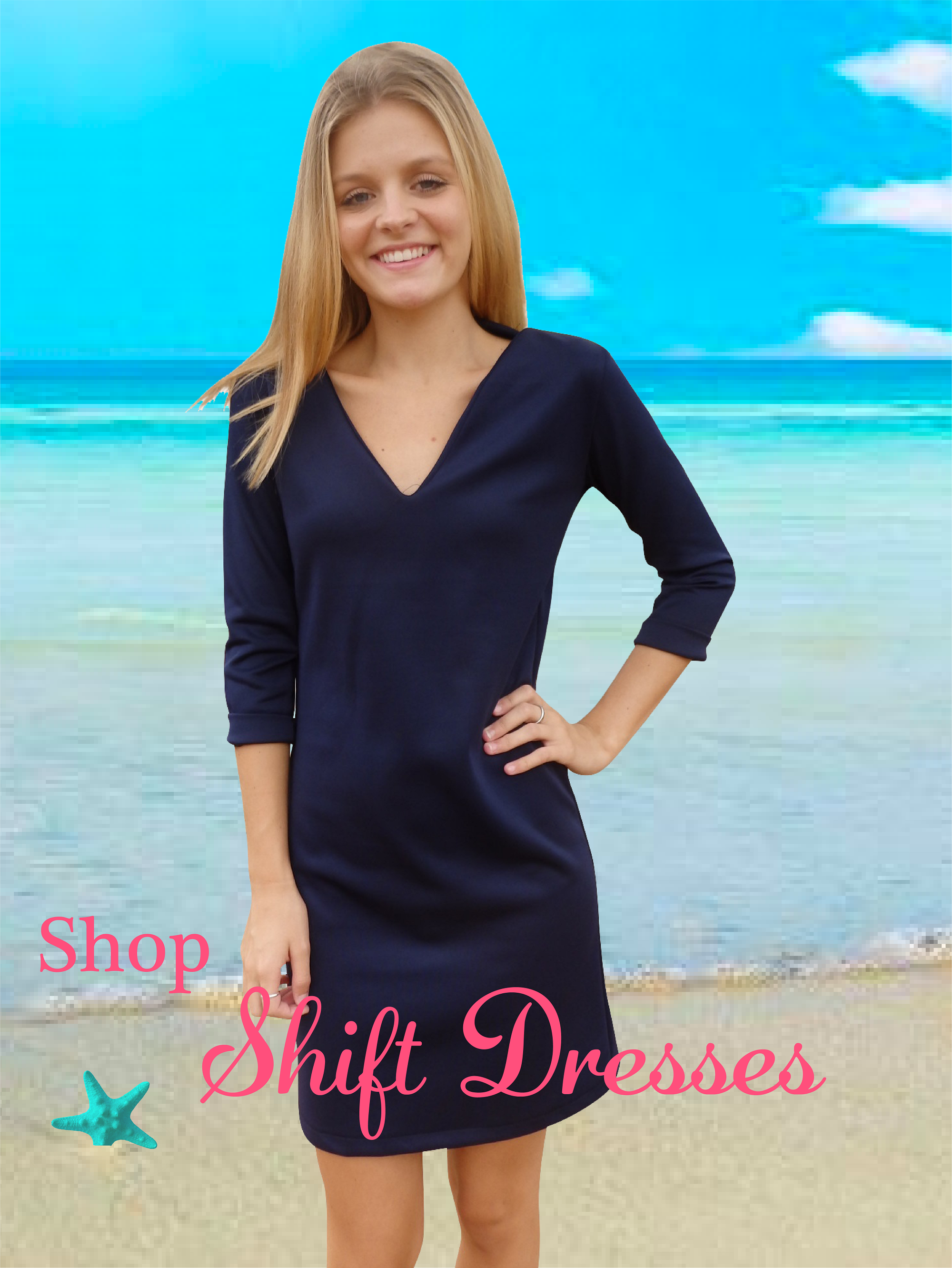 navy blue shift dress