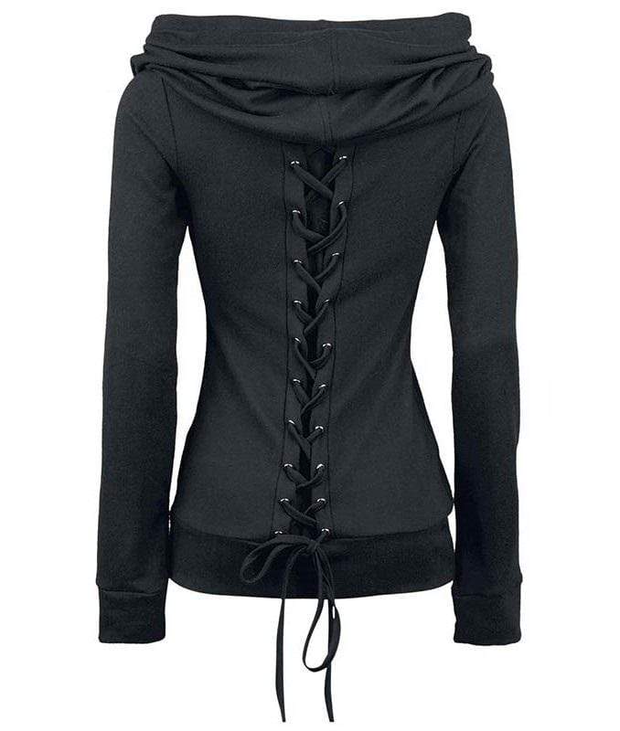Dark Lace-Up Hoodie – Deadly Girl