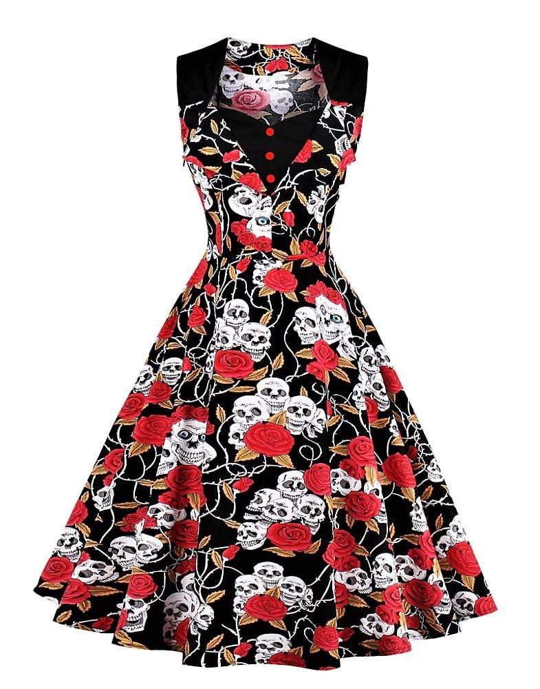 50s Style Goth Pin Up Dress – Deadly Girl