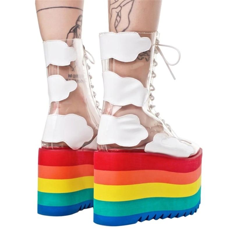 platform rainbow boots
