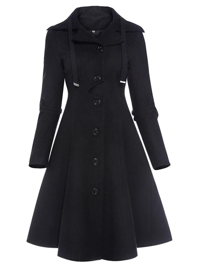 Elegant Single-Breasted Black Coat – Deadly Girl