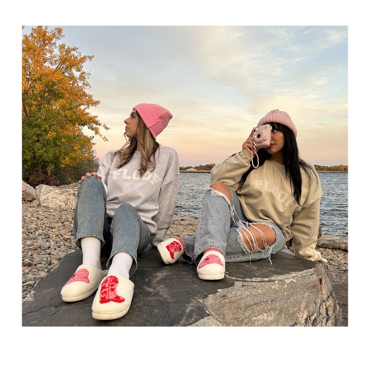 FLOOF Unisex Varsity Crewneck in Sand