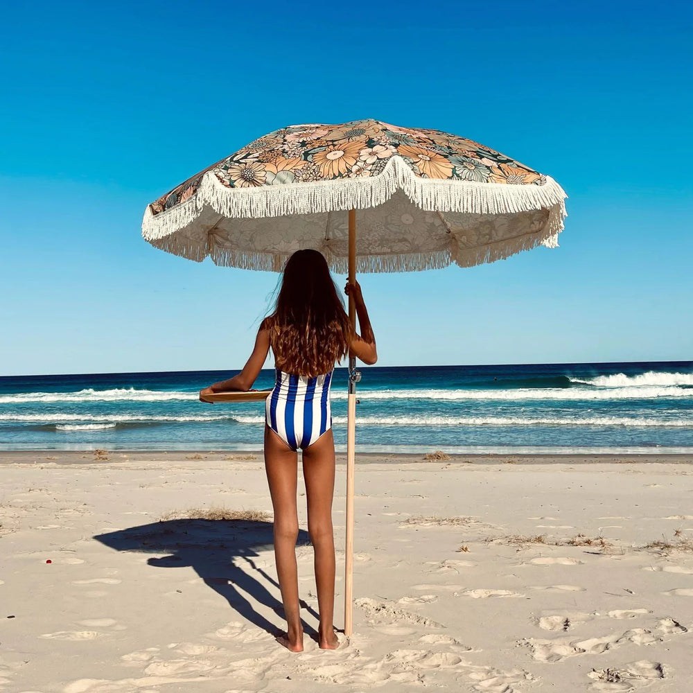 Vintage Beach Babe with Umbrella