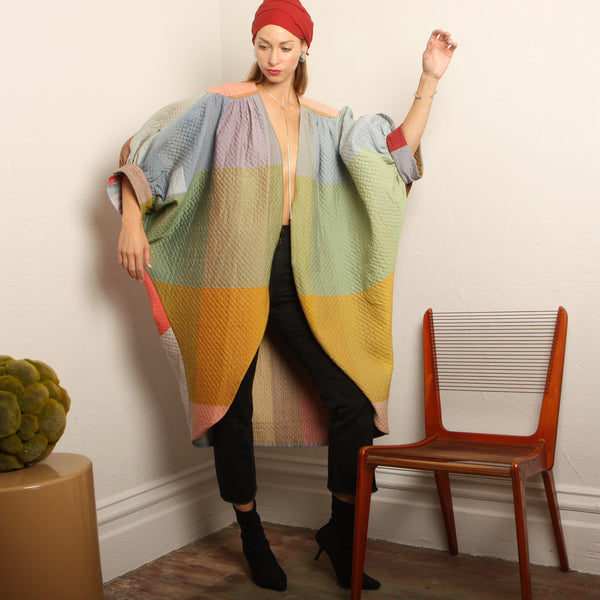 Quilted Espadrille Silk Cocoon Coat – Opal Pineapple