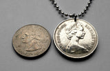 1976 United Kingdom England 10 Pence coin pendant English lion London Manchester Liverpool British royal emblem necklace n000583