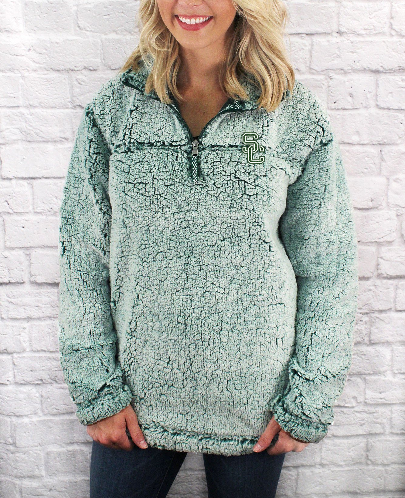 sherpa pullover green