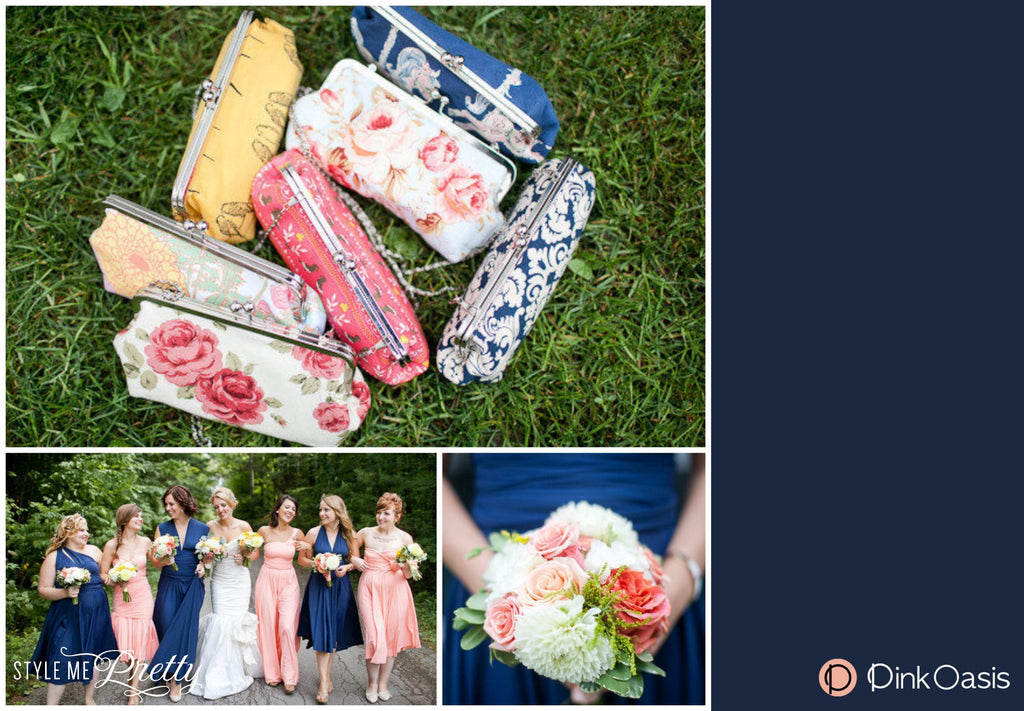 Customised Briesmaids Clutches featured on StyleMePretty | PINKOASIS